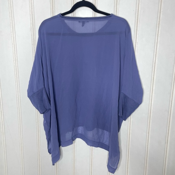 Eileen Fisher Silk Georgette Flowy Blue Sheer Top Sz M 283 - Picture 4 of 7